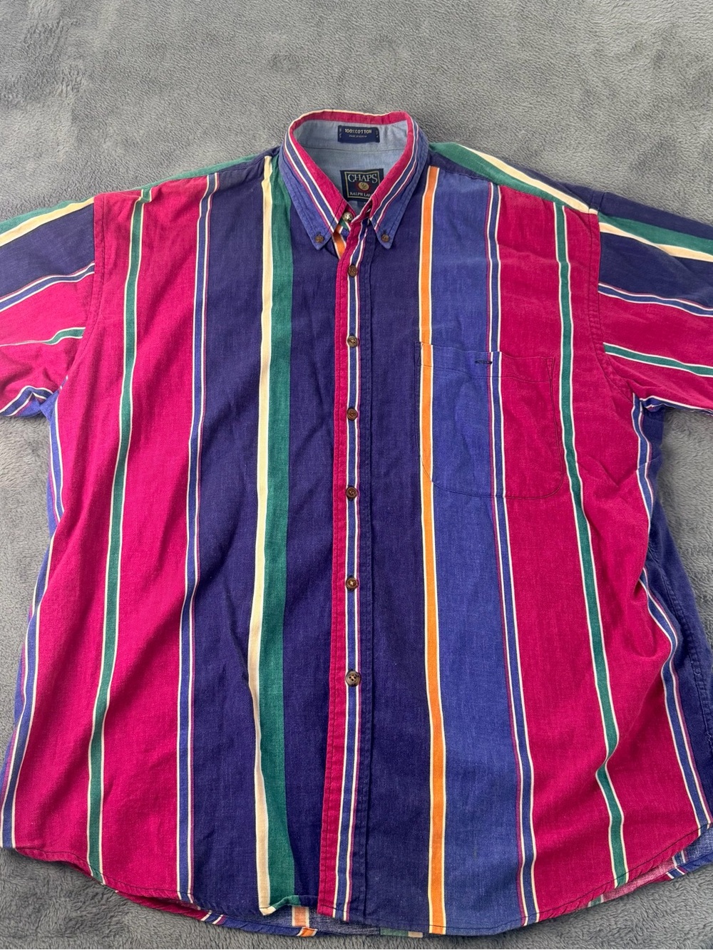 Vintage Ralph Lauren Chaps Shirt Mens XL Medium Button Down Colorful Striped 90s
